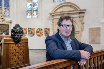 Rob Tigchelaar, Küster in der Jakobinerkirche in Leeuwarden (Friesland), Europäische Kulturhauptstadt 2018, am 11. Dezember 2017.