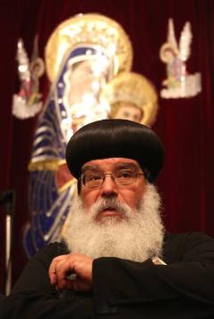 Anba Damian, Generalbischof der koptisch-orthodoxen Kirche für Deutschland, bei einer Gebetsstunde am 22. August 2013 in Berlin.