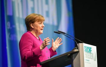 Bundeskanzlerin Angela Merkel spricht auf dem 101. Deutschen Katholikentag am 11. Mai 2018 in Münster.