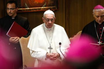 Papst Franziskus bei der Generalversammlung der italienischen Bischofskonferenz am 21. Mai 2018 im Vatikan.