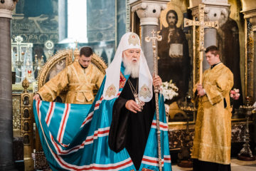 Filaret Denisenko, Patriarch der ukrainisch-orthodoxen Kirche des Kiewer Patriarchats, während eines Gottesdienstes am 28. Oktober 2018 in der Kathedrale Wladimir in Kiew.