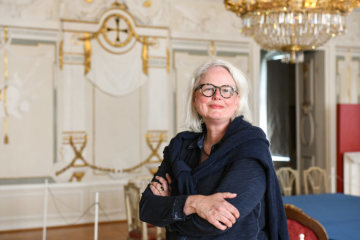 Maike Trentin-Meyer, Direktorin des Deutschordensmuseums, im Kapitelsaal des Deutschordensmuseums in Bad Mergentheim am 25. April 2019.