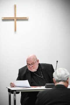Kardinal Reinhard Marx, Erzbischof von München und Freising, bei der Eröffnung der Frühjahrsvollversammlung der DBK am 7. März 2022 in Vierzehnheiligen.