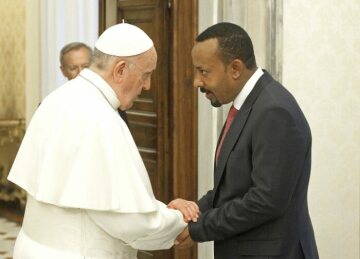 Papst Franziskus empfängt den äthiopischen Ministerpräsidenten Abiy Ahmed am 21. Januar 2019 im Vatikan zu einer Privataudienz.